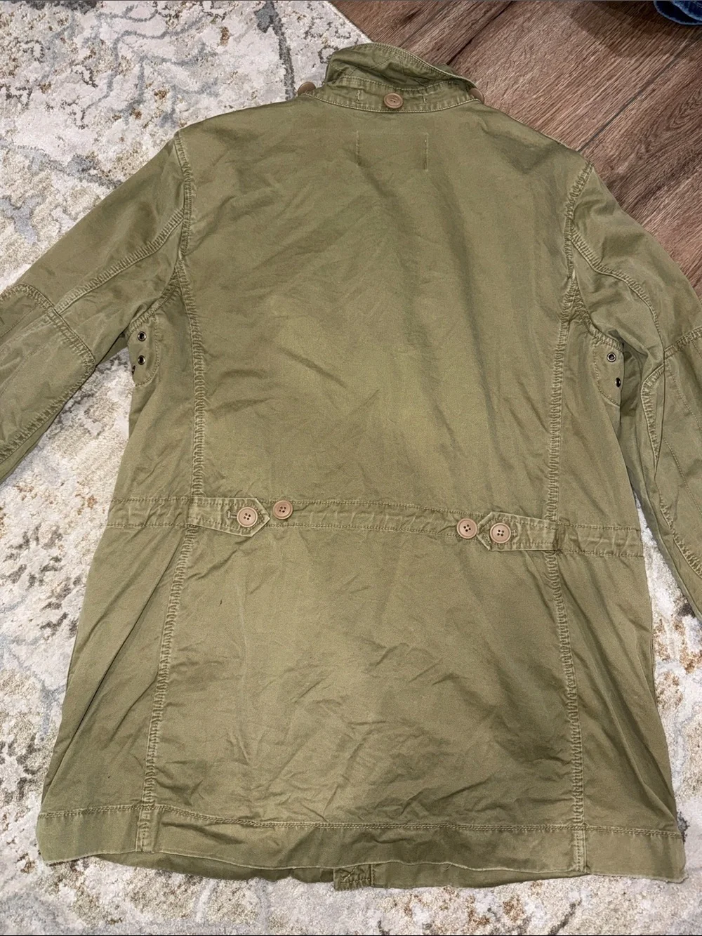JCrew Utility Jacket Military Style Olive Green Large Cotton Button Up Pockets